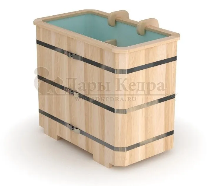 Купель прямоугольная из кедра с пластиковой вставкой